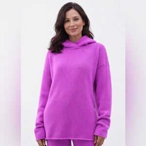 RAEY Women’s Fuchsia Knitted Cashmere Hoodie, Minimalist, Luxury, M L XL